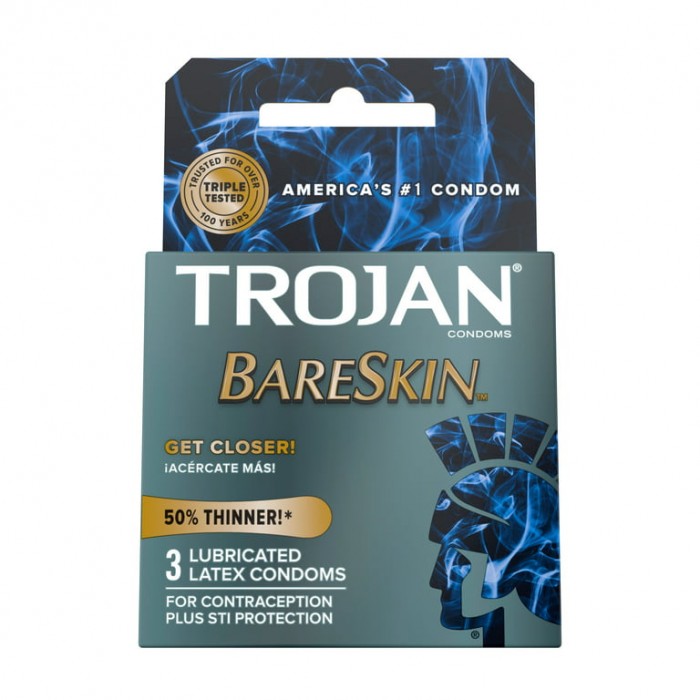 Trojan bareskin 50% thinner lubricated condoms ( pack of 3 )