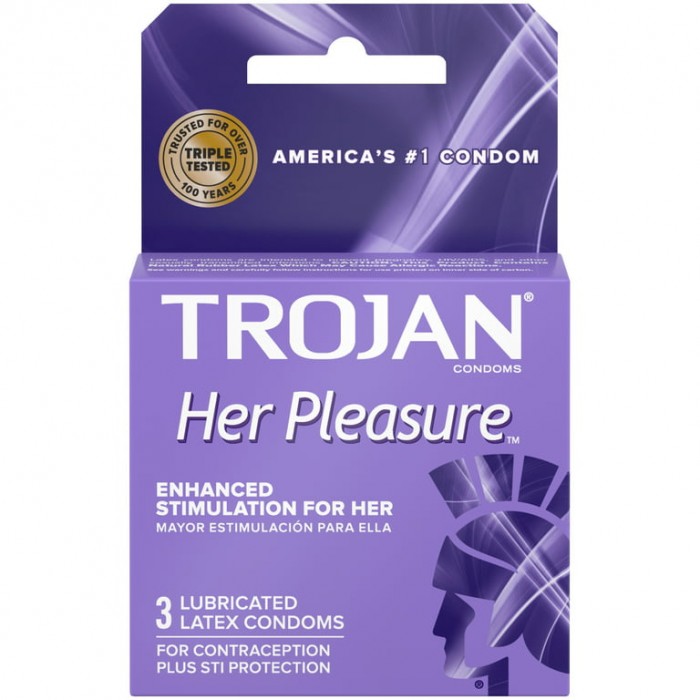 Trojan her pleasure enhanced stimulation lubricated latex condoms ( pack of 3 )